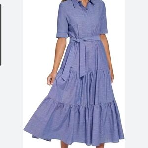 Calvin Klein - Blue Midi Dress with Belt